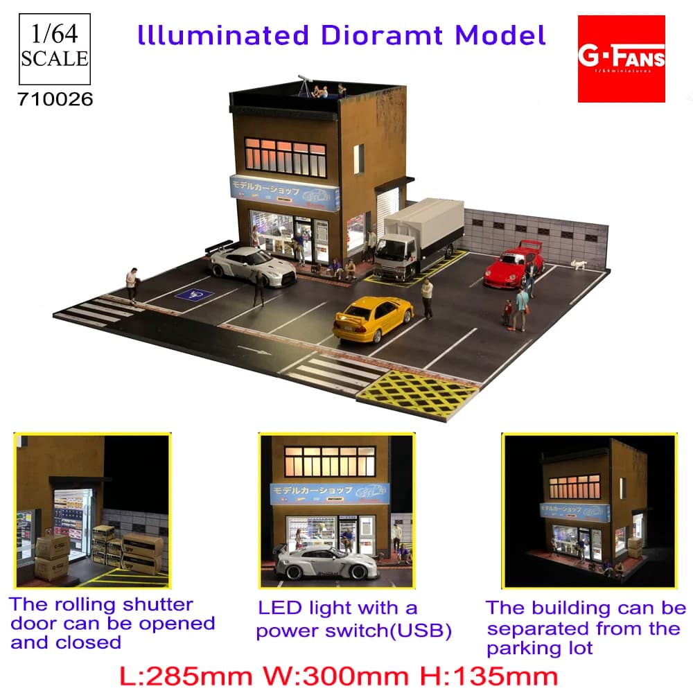GFans 1/64 Scale Car Garage Miniatures Model Car Parking Lot Diecast Scene Display Vehicle Scene Toy Background Collection - 3