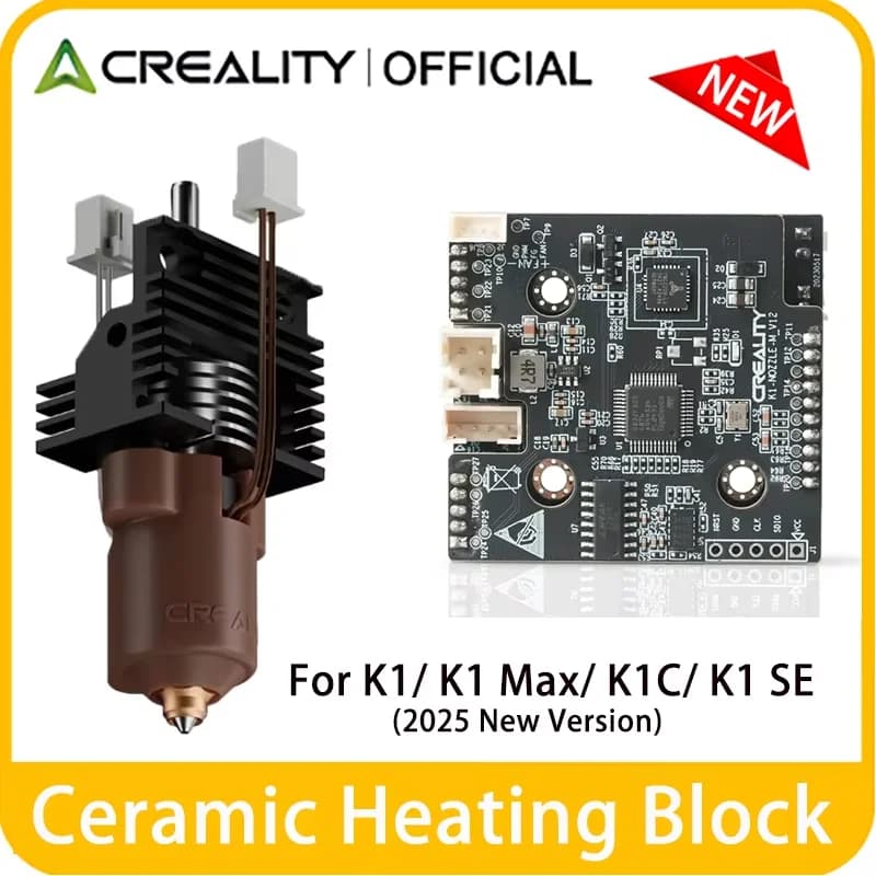 كتلة تسخين خزفية Creality K1 Max/K1C/K1SE (إصدار 2025 الجديد) + لوحة محول PCBA_T9_GD32F303CBT6 لطابعة K1 Series ثلاثية الأبعاد