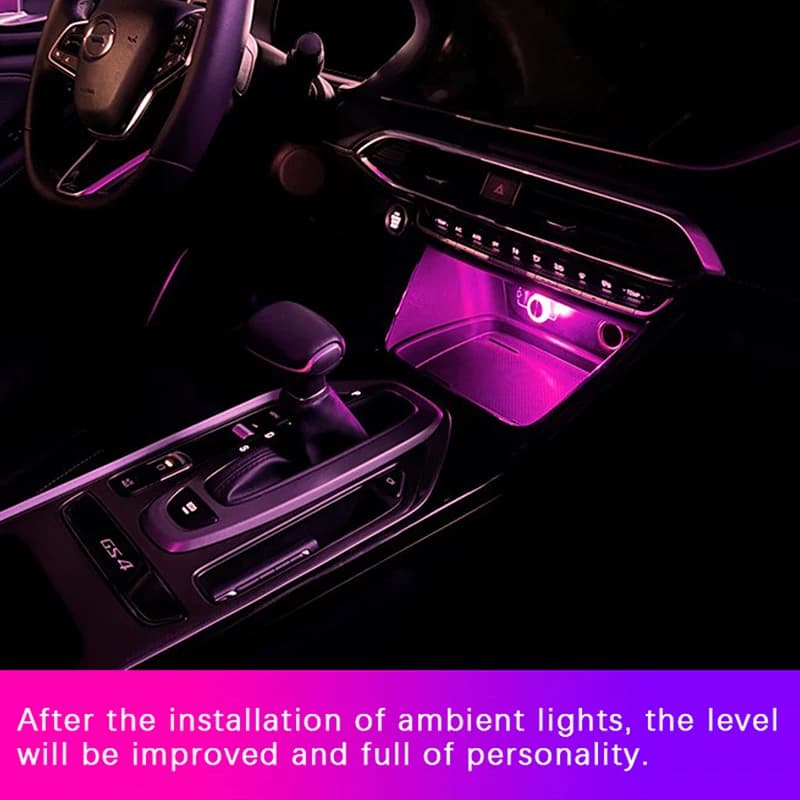 مصباح محيط USB محمول للسيارة، مصباح LED صغير، إضاءة جو زخرفية، داخلية، بيئة، إضاءة كمبيوتر، تشغيل المكونات - 4