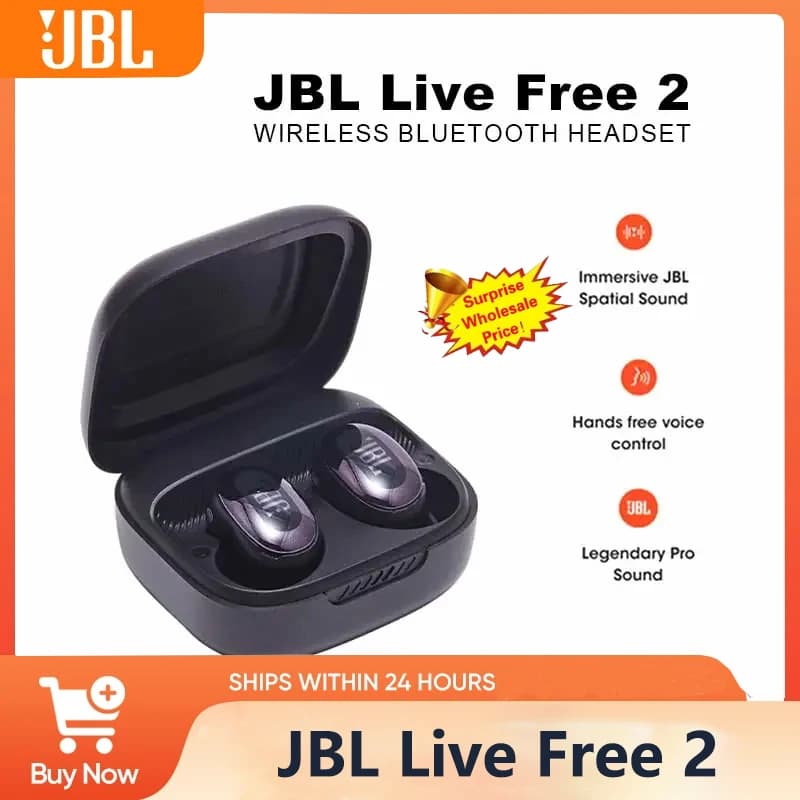 سماعات أذن لاسلكية JBL Live Free 2 TWS مع إلغاء ضوضاء نشط، سماعات بلوتوث لاسلكية