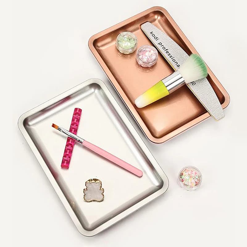 Stainless Steel Cosmetic Storage Tray Jewelry Tray Plate Doctor Surgical Tray Desktop Storage Tool Metal Fack Nail Art Tray - 5