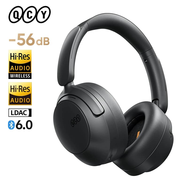 سماعات رأس QCY ANC لاسلكية H3S إلغاء ضوضاء 56dB صوت عالي الدقة ثلاثي الأبعاد مع LDAC بلوتوث 6.0 سماعات فوق الأذن