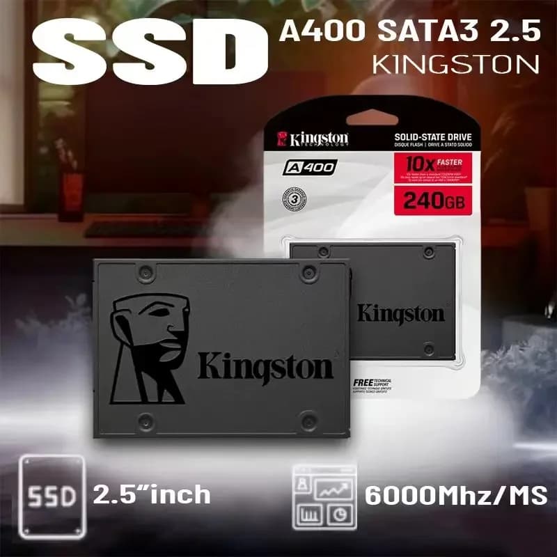 قرص كينجستون SSD داخلي A400 بسعات 960 جيجابايت و480 جيجابايت و240 جيجابايت و120 جيجابايت، مقاس 2.5 بوصة، واجهة SATA III لأجهزة الكمبيوتر المحمولة والمكتبية