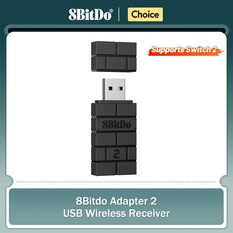 محول بلوتوث لاسلكي 8BitDo USB 2 مستقبل لجهاز Nintendo Switch 1، 2 PS1 Raspberry Pi Mini جهاز تحكم PS4 لجهاز PS5