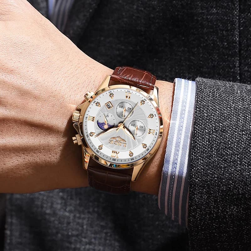 LIGE Mens Watches Casual Business Watch Men Luxury Waterproof Date Luminous Chronograph Wristwatch Quartz Watch Leather Clock - 5
