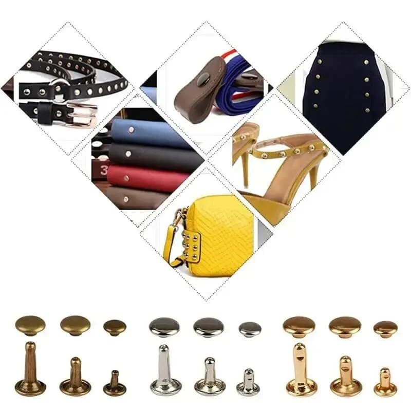Metal Double Cap Rivets Studs Round Rivet for DIY Leather Craft Bag Belt Clothing Garment Shoes Pet Collar Fixing Tools - 5