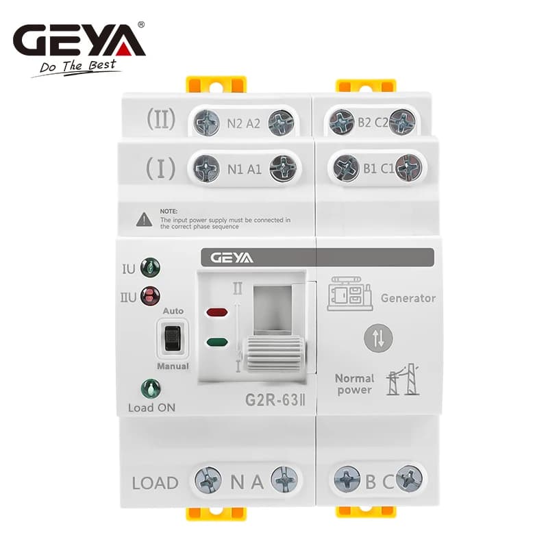 مفتاح تحويل تلقائي GEYA G2R على قضيب التثبيت ATS مفتاح اختيار كهربائي مزدوج الطاقة طاقة غير منقطعة 25A 40A 63A 110V 220 - 4