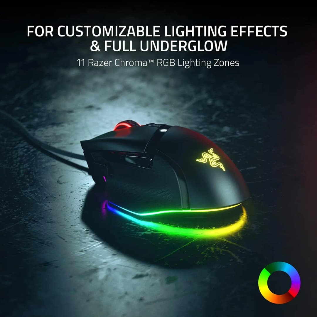 ماوس ألعاب Razer Basilisk V3 سلكي أصلي بدقة 26000 DPI وحساس بصري وإضاءة RGB لأجهزة الكمبيوتر واللاب توب - 3