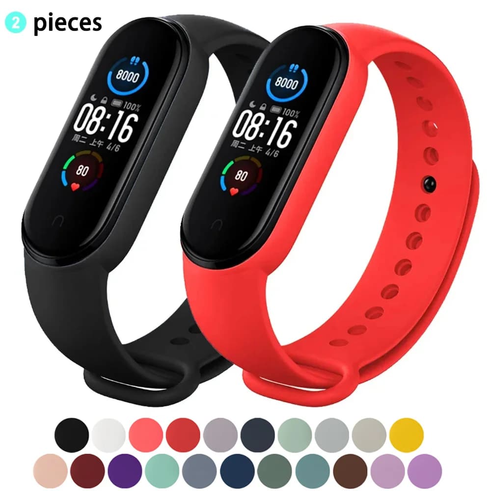 2 قطعة أسورة لشاومي Mi Band 7، سوار Miband 5 و6 NFC، استبدال رياضي، سوار معصم من السيليكون، حزام Mi Band 7 و6 و3 و4 و5