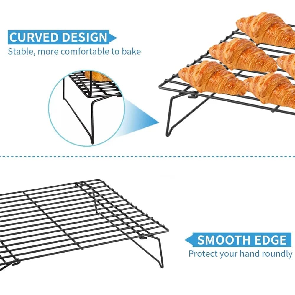 Non Stick Wire Grid Baking Tray Cake Cooling Rack Stainless Steel Oven Kitchen Pizza Bread Cookie Holder Barbecue Shelf - 4