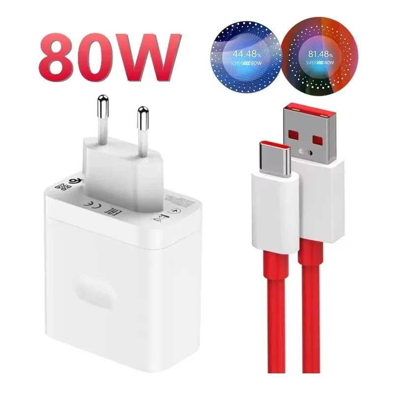 شاحن ون بلس الأصلي 100 واط/80 واط سوبر فووك مع محول USB لهواتف ون بلس وأوبو وريال مي