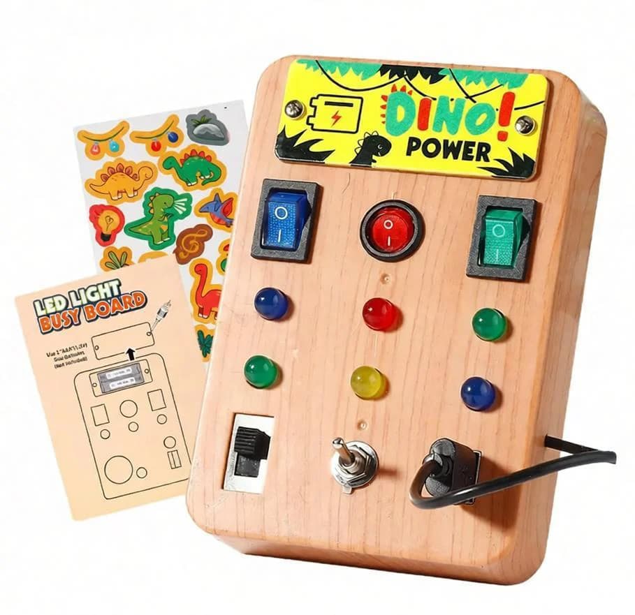 Children's Montessori LED Light Busy Board Simulation Switch Power Board Busy Light Button Puzzle Early Education Learning Toy - 3