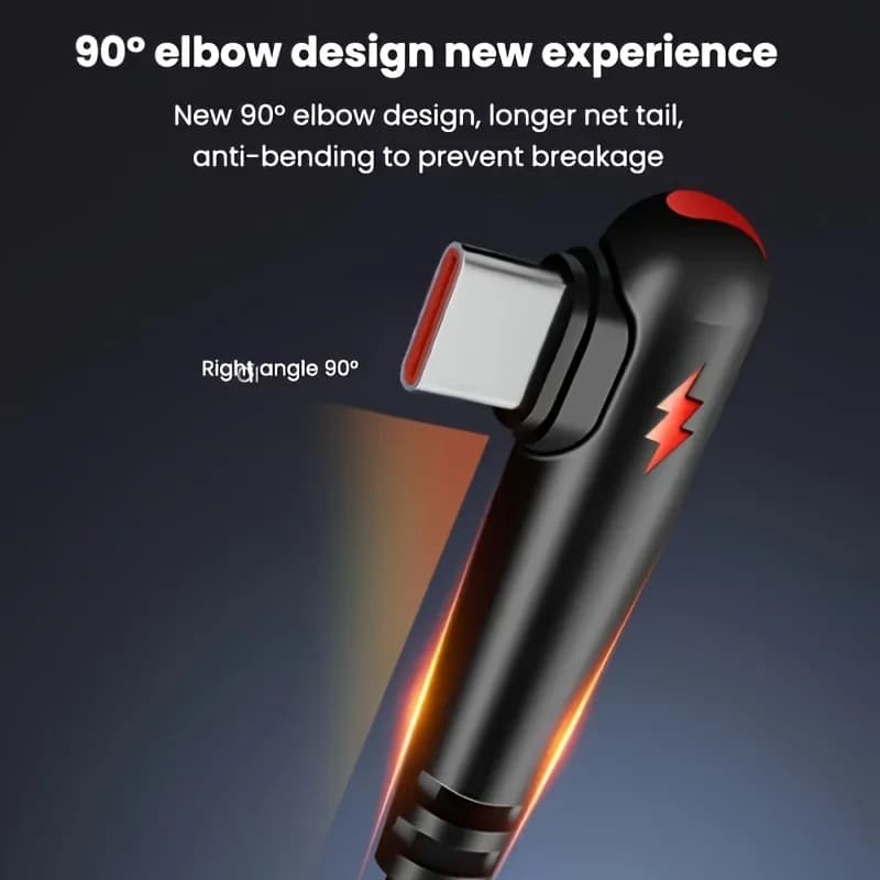 NNBILI 120W Fast Charging USB to C Cable, Nylon Braided, 90 ° Bend Design, Suitable for of Huawei，no xiaomi、iPhone、Samsung ﻿ - 3