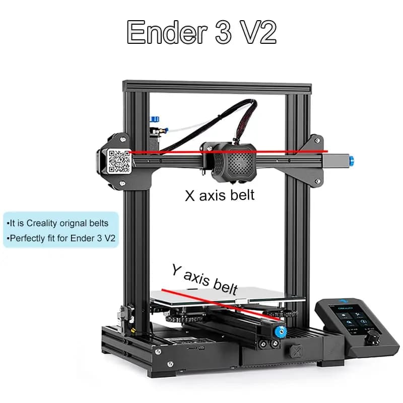 حزام كرياليتي الرسمي 2GT-6 مم لطابعة إيندر 3 V2 لمحور X + Y حزام تزامن بديل لمجموعة أحزمة طابعة إيندر 3 V2/V2 نيو ثلاثية الأبعاد - 2