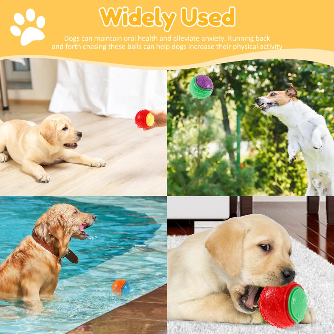 6Pcs Squeaky Balls Toys Dogs Interactive Toys TPR Dog Chew Toy for Dog Pet Teeth Cleaning Bite Resistance  Pet Supplies - 6