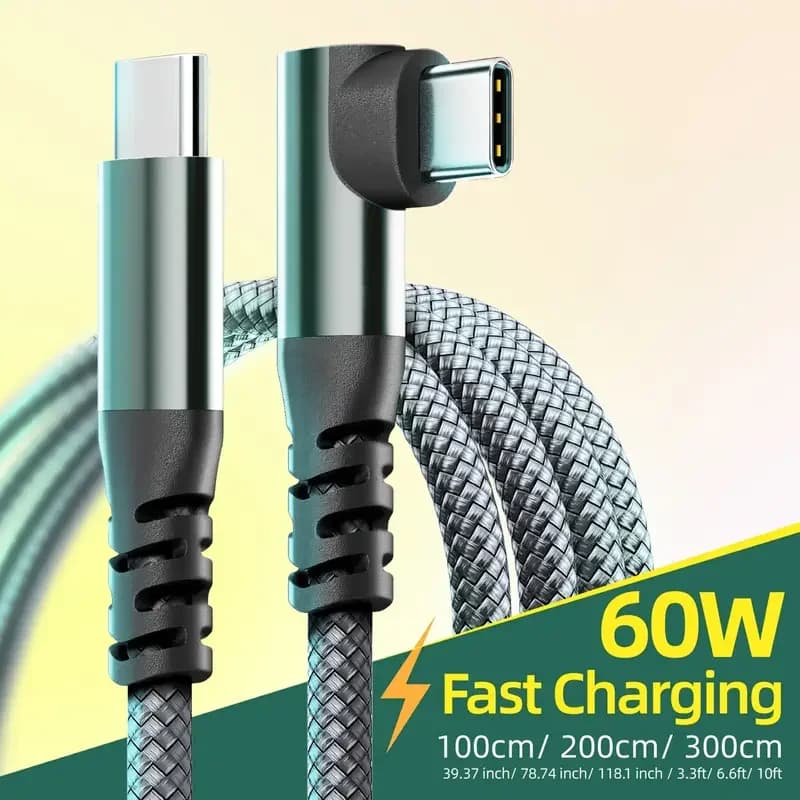 كابل USB C من LAIHONEN بطول 1 متر/2 متر/3 متر/10 قدم لنقل البيانات وشحن سريع 60 واط PD لهاتف آيفون 15 و15 بلس و15 برو ماكس