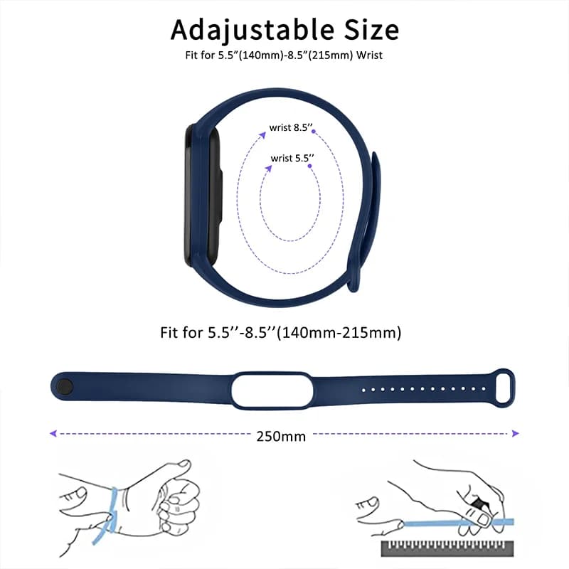 1-3 قطع حزام معصم سيليكون لساعات Xiaomi Mi Band 7/6/5/4/3، اكسسوارات ساعات ذكية - 6