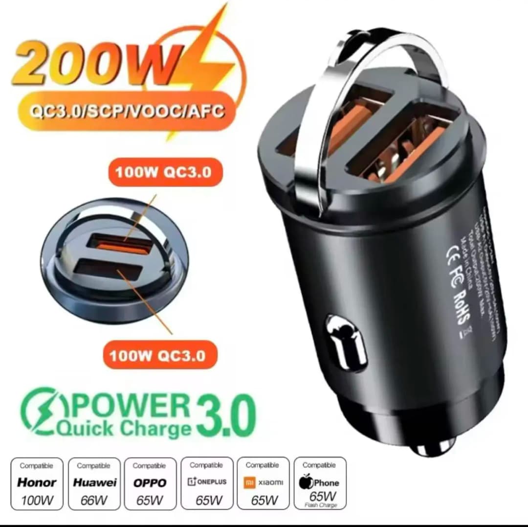 240W Car Charger Fast Charging 2 USB Ports Adapter for IPhone Samsung Xiaomi Quick Charging Chargers with Digital Display - 4
