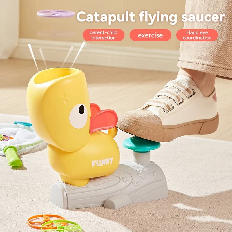 Air Launcher Toy Outdoor Soaring Flying Disc Flying Saucer Foot Launcher Kids Jump Sport Games Children Toys for Kids Boy Gifts - 2