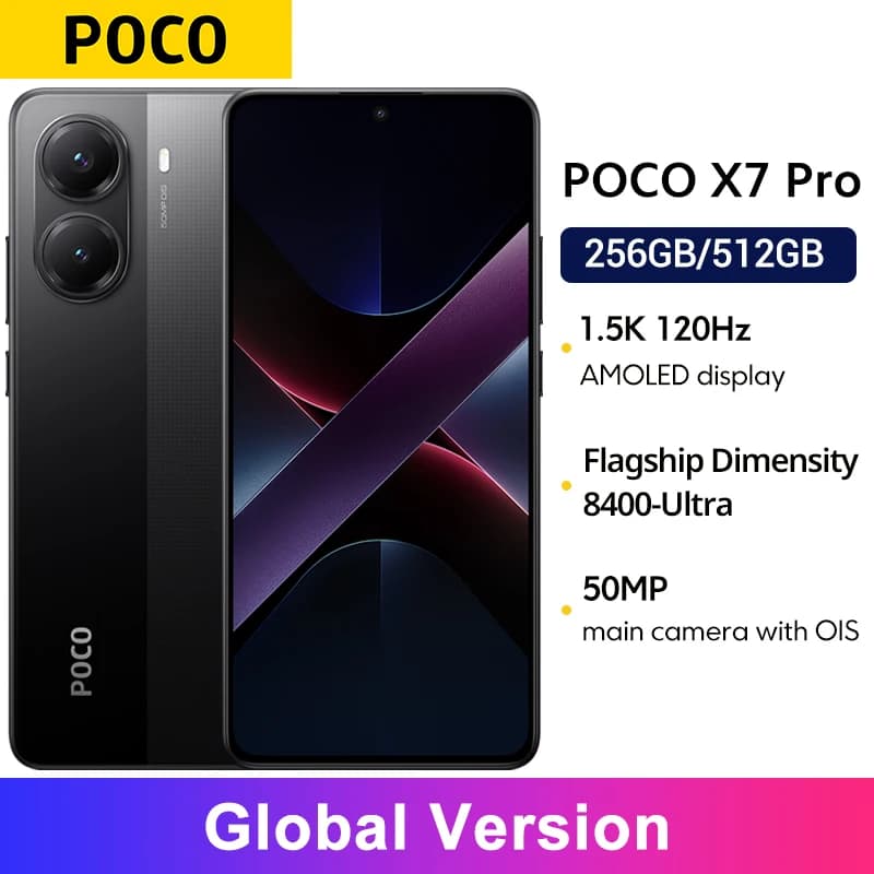 POCO X7 Pro نسخة عالمية هاتف ذكي معالج Dimensity 8400-Ultra شحن فائق 6000 مللي أمبير 90 واط NFC شاشة AMOLED 6.67 بوصة
