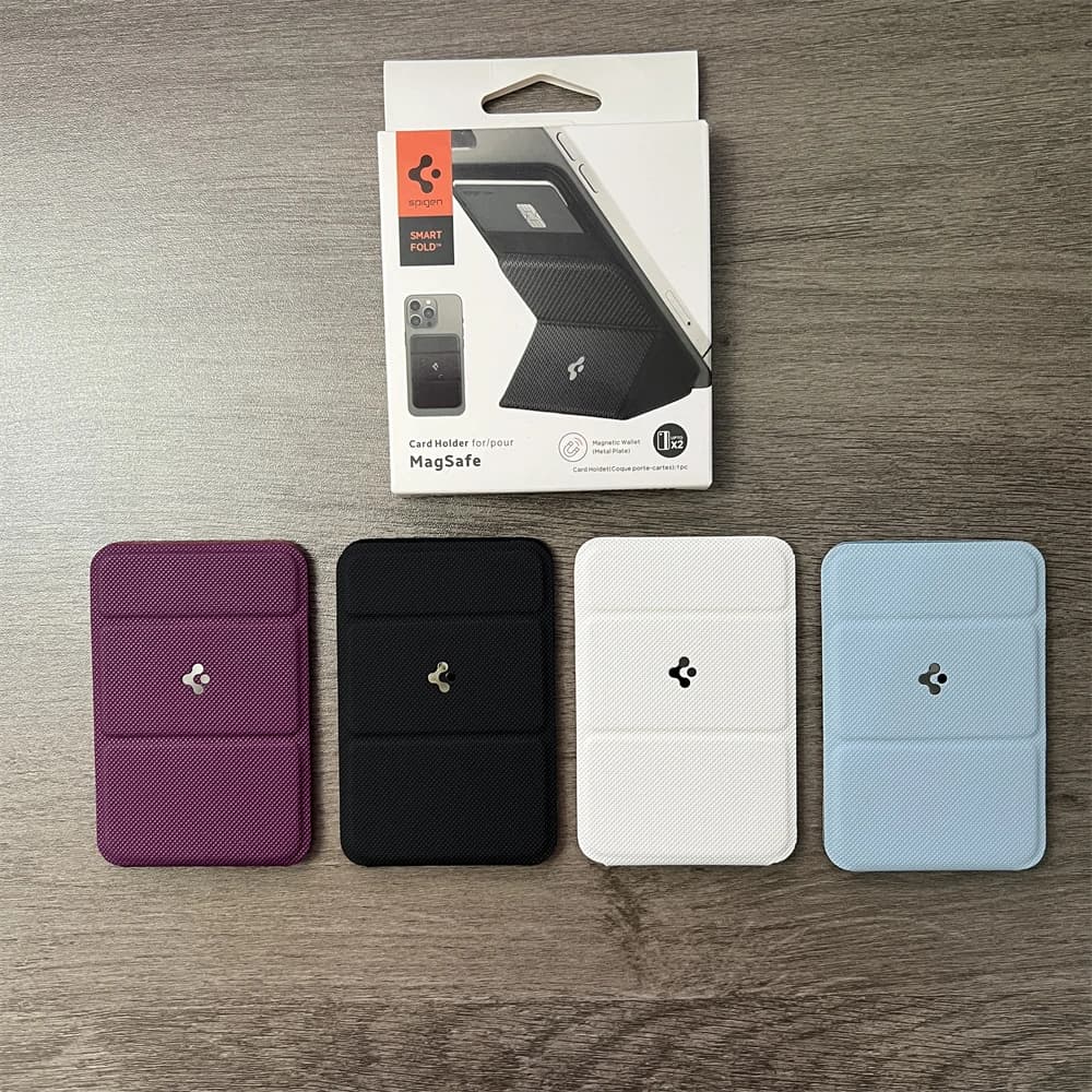 Original Spigen Leather Fold Magnetic Matte Wallet Card Holder For Magsafe Card Bracket For iPhone 17 16 15 14 13 Pro Max Air - 5