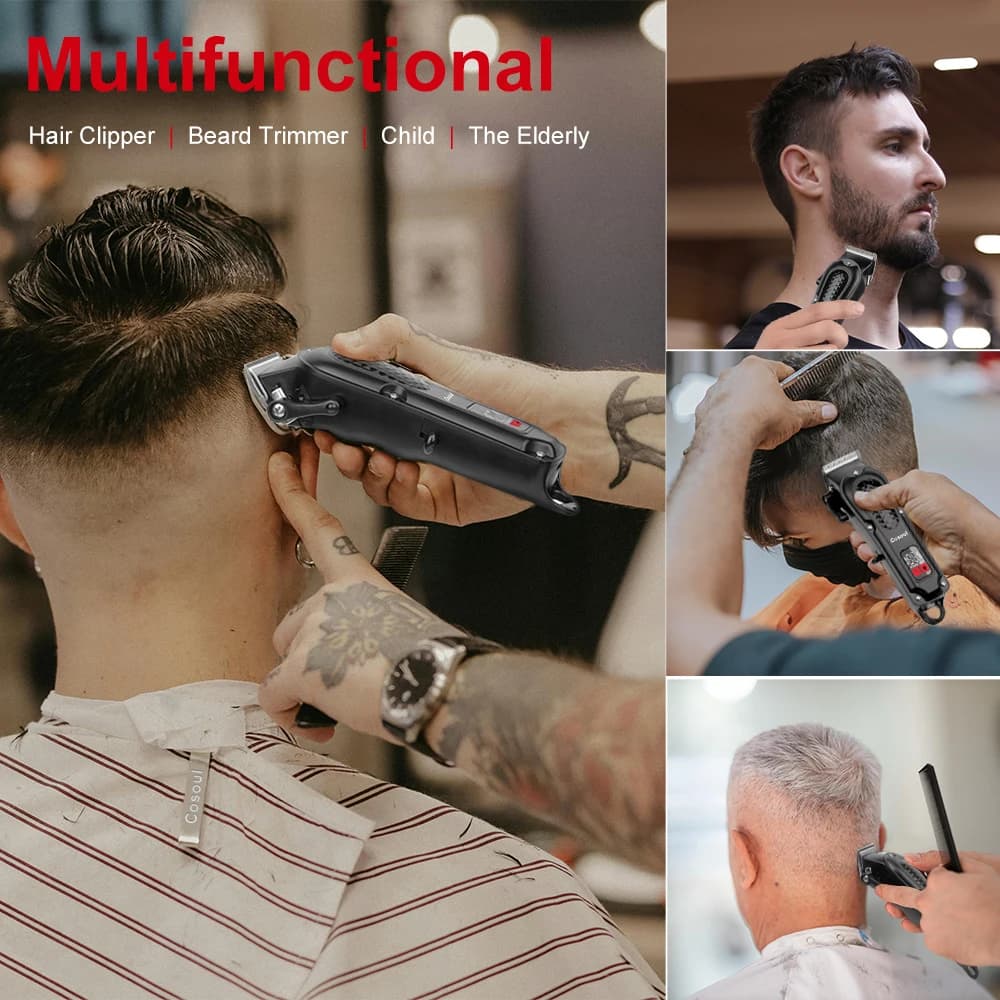 Cosoul Hair Clipper Compact Size Hair Trimmer Electric Beard Trimmer LED Display Hair Length Adjustable Big Capacity Battery - 4