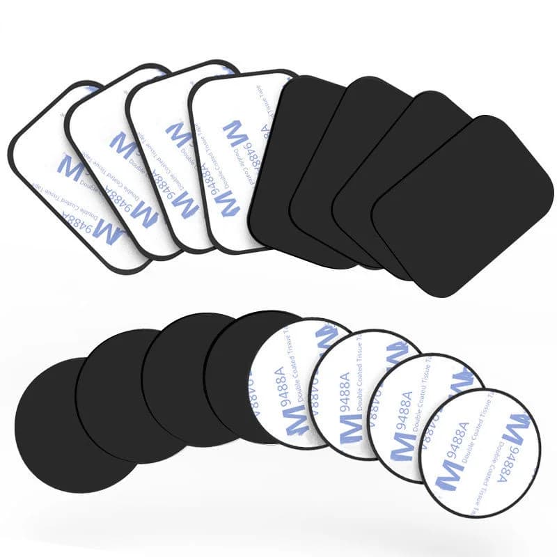 5PCS Car Phone Holder Metal Plate Magnetic Holder Round Square Sticker iron Sheet for Mobile Tablet Magnet Disk Desk Car Stand - 2
