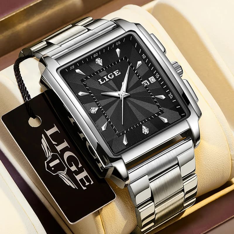 Relogio Masculino LIGE Fashion Military Watch Men Square Mens Watches Top Brand Luxury Waterproof Quartz Chronograph Wristwatch - 2