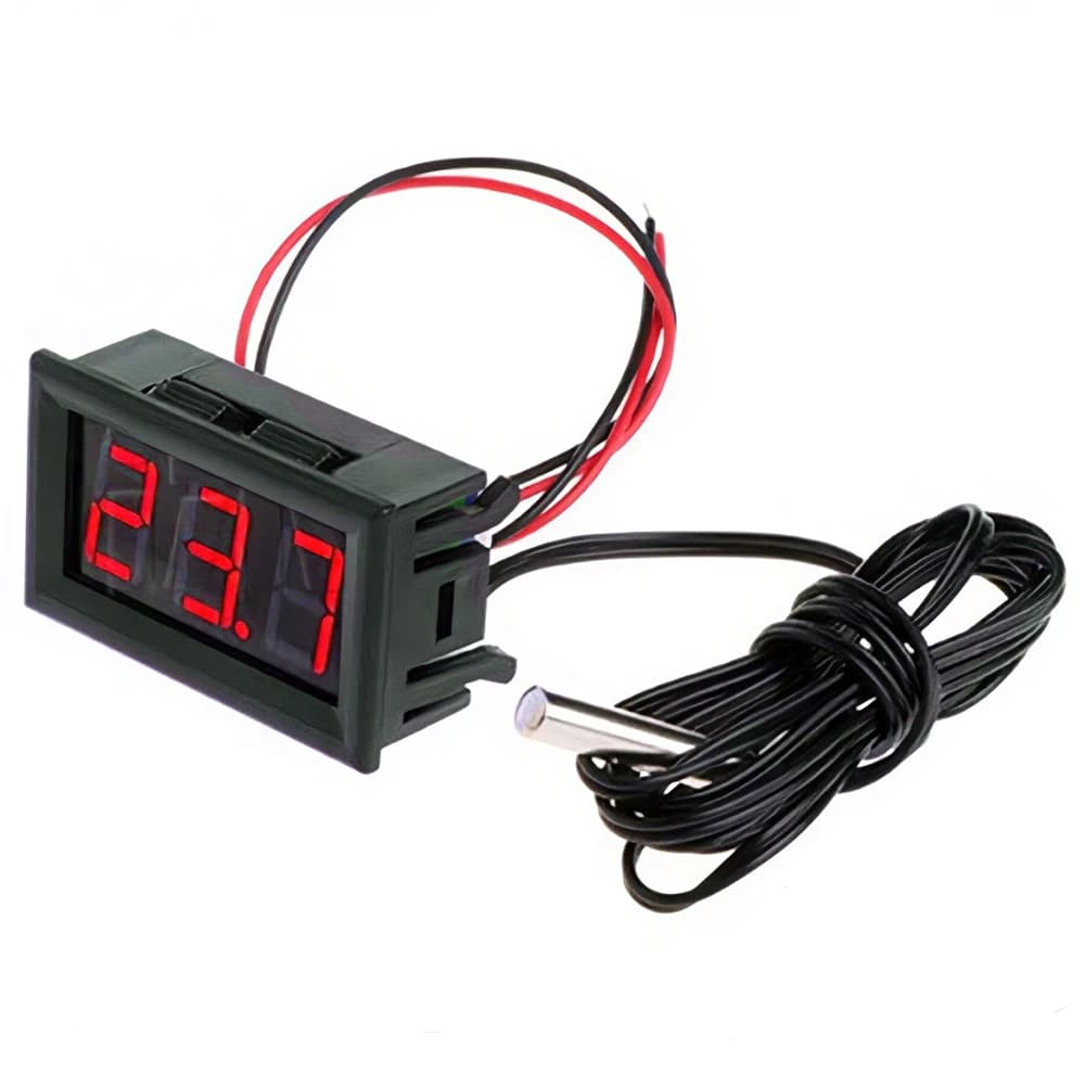 مقياس حرارة رقمي LED للسيارة، مقياس مراقبة درجة الحرارة مع مجس حرارة، يعمل على DC 5-12V - 3