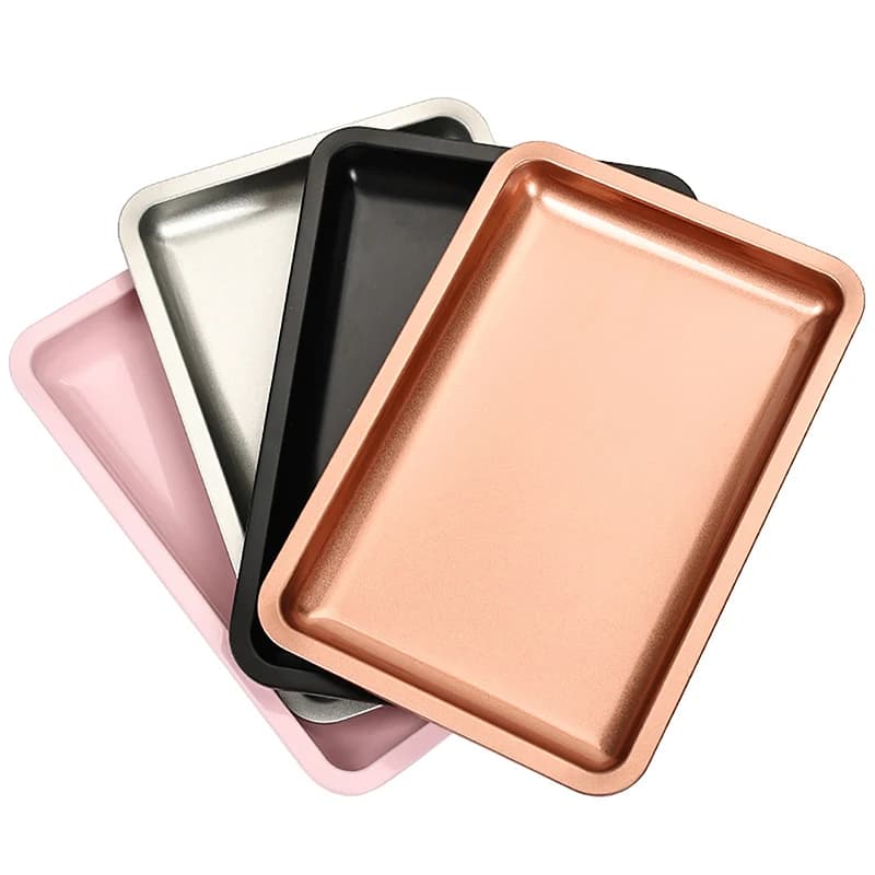 Stainless Steel Cosmetic Storage Tray Jewelry Tray Plate Doctor Surgical Tray Desktop Storage Tool Metal Fack Nail Art Tray - 4