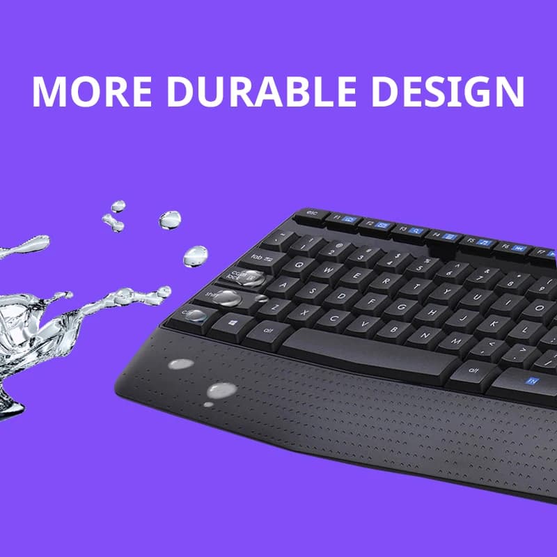 مجموعة لوحة مفاتيح وماوس Logitech MK346P لاسلكية، مستقبل USB 2.4G، مجموعة لوحة مفاتيح مكتبية كاملة الحجم وهادئة - 3