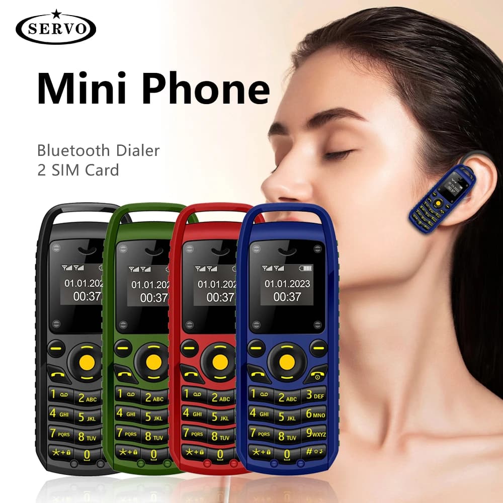 هاتف محمول صغير بزر SERVO B25 انتظار لبطاقتي SIM بلوتوث طلب محيط ارتداء قائمة سوداء أصغر هواتف احتياطية للرياضات