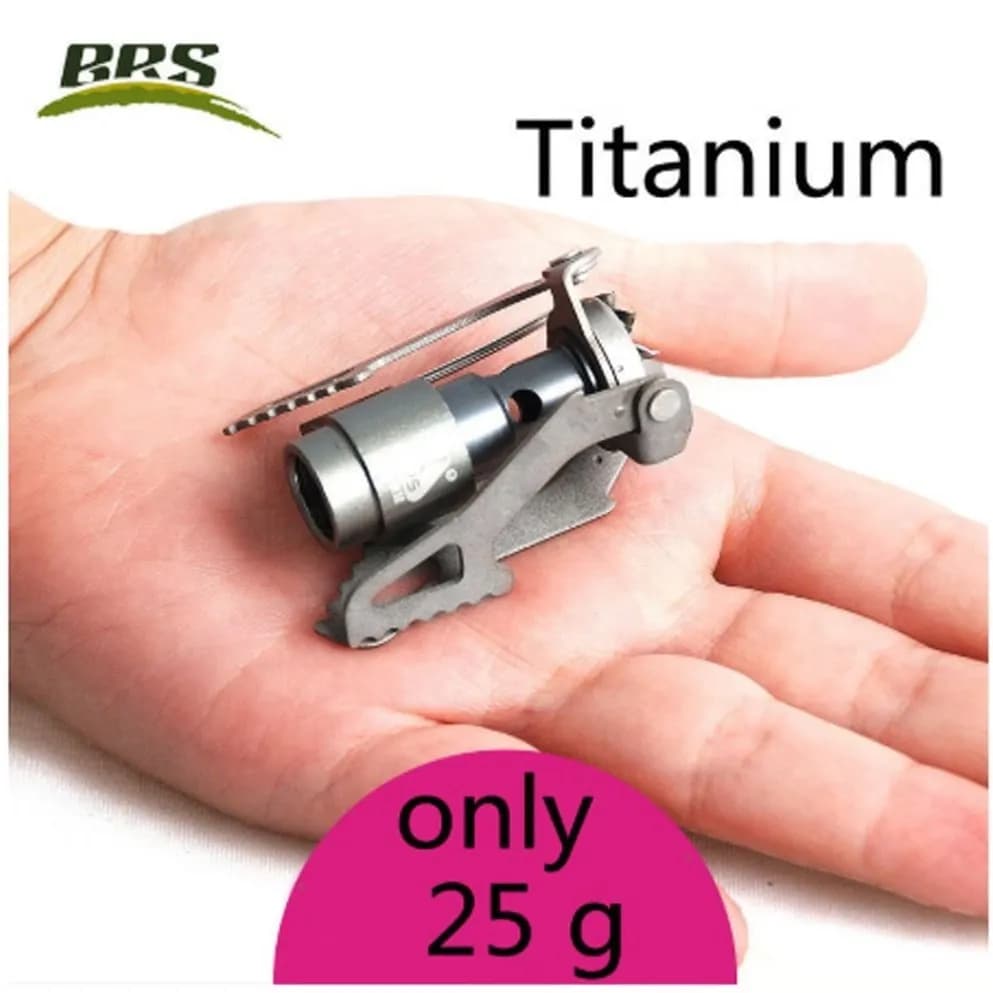موقد غاز تخييم صغير من التيتانيوم BRS-3000T، موقد جيب قطعة واحدة قابل للطي للطهي في الهواء الطلق