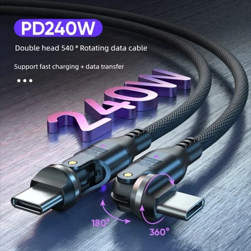 كابل ASUS USB C إلى Type C بقوة 240W لـ iPhone 16 و15 Pro Max شحن فائق السرعة PD3.1 5A سلك بيانات لـ Macbook وiPad والكمبيوتر المحمول USBC - 3