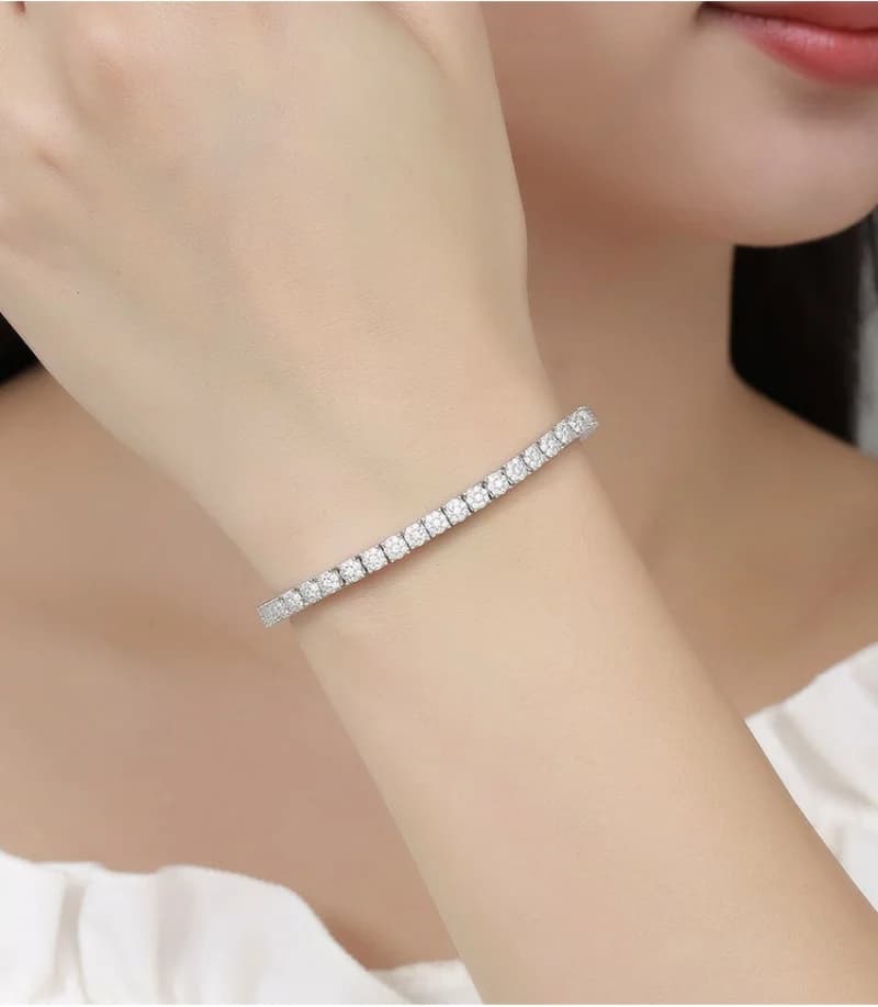 إكسسوارات نسائية أنيقة سوار تنس زركونيا 4 مم بتصميم رقيق مرصع بالكريستال لإطلالة الزفاف - 4
