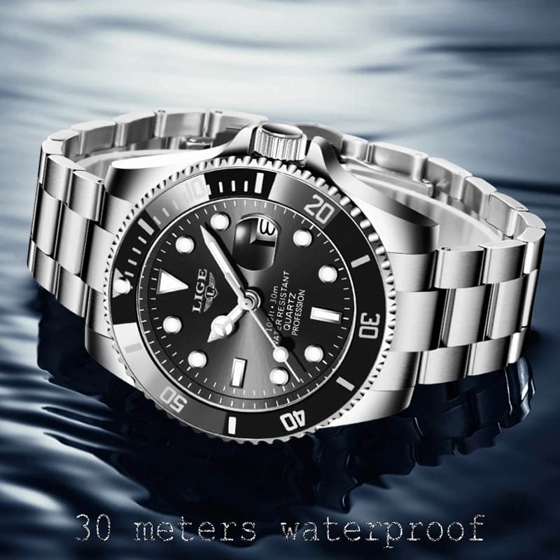 LIGE Top Brand Luxury Mens Watches Fashion Business Men's Quartz Wristwatches Waterproof Luminous Date Chronograph Montre Homme - 2