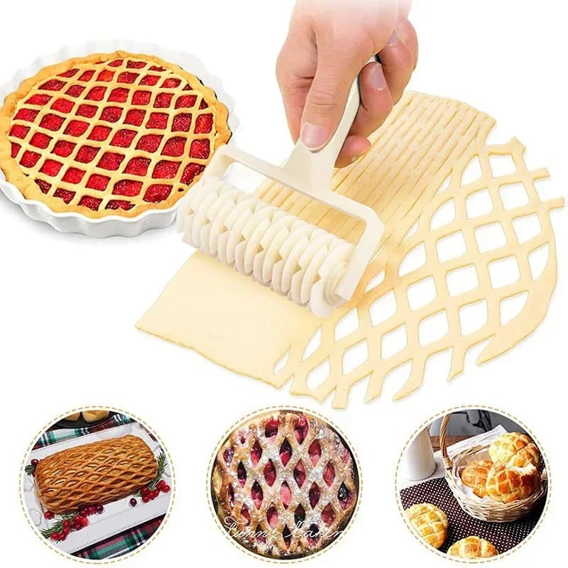قاطع شبكة بلاستيكي متدحرج قاطع عجين فطيرة بيتزا كوكيز سكين عجلة شبكة أدوات خبز معجنات إكسسوارات المطبخ