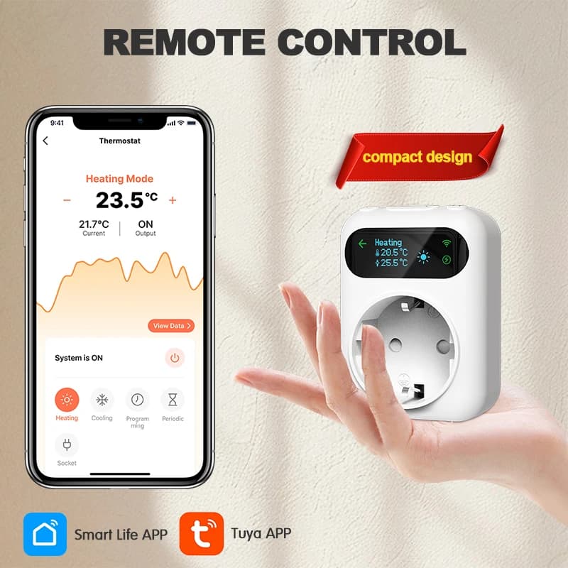 مقبس ذكي WiFi ترموستات سخان مروحة قابس حاضنة Tuya جهاز تحكم لاسلكي في درجة الحرارة للتدفئة والتبريد يعمل مع Alexa وGoogle Home - 5