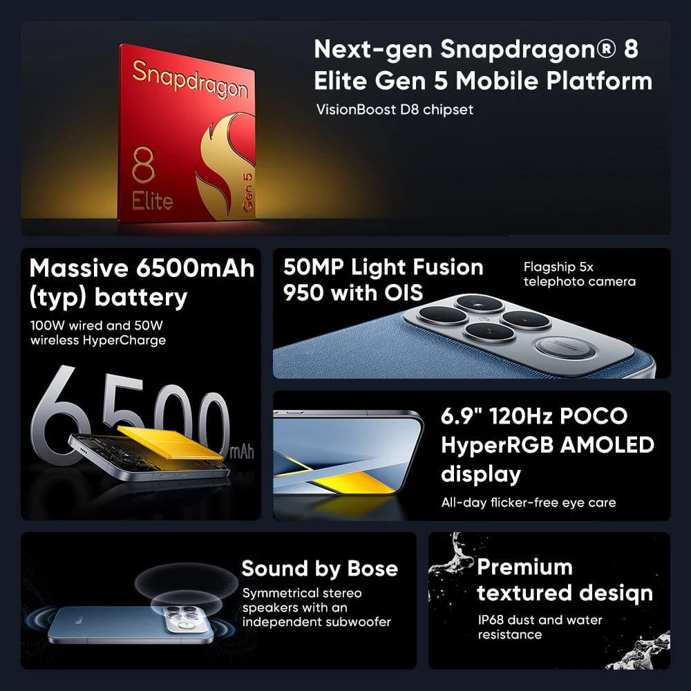 Original POCO F8 Ultra Global Version 5G Smartphone Snapdragon 8 Elite Gen 5 50MP 6.9" AMOLED Display 6500mAh 100W HyperCharge - 2