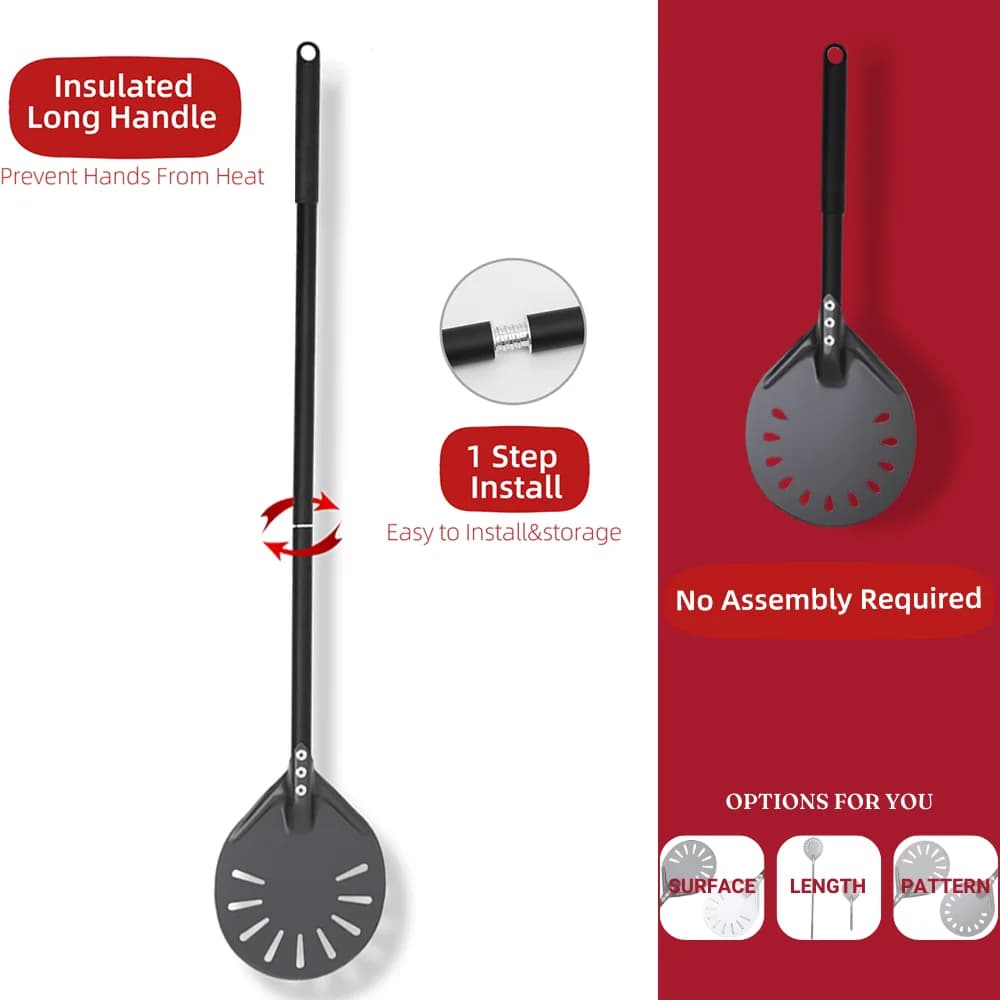 6&12 13 14  Inch Aluminum Pizza Peel Bread Paddle Pizza Oven Turning Peel Hard  Anodized Pizza  Baking Kitchen Tool Spatula - 4