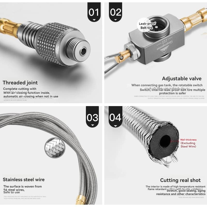 CAMPINGMOON Outdoor Split Stove Accessories Flat Gas Tank Extension Line With Valve Camping Stove Extension Pipe Adapter - 4