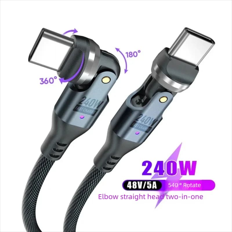 كابل ASUS USB C إلى Type C بقوة 240W لـ iPhone 16 و15 Pro Max شحن فائق السرعة PD3.1 5A سلك بيانات لـ Macbook وiPad والكمبيوتر المحمول USBC