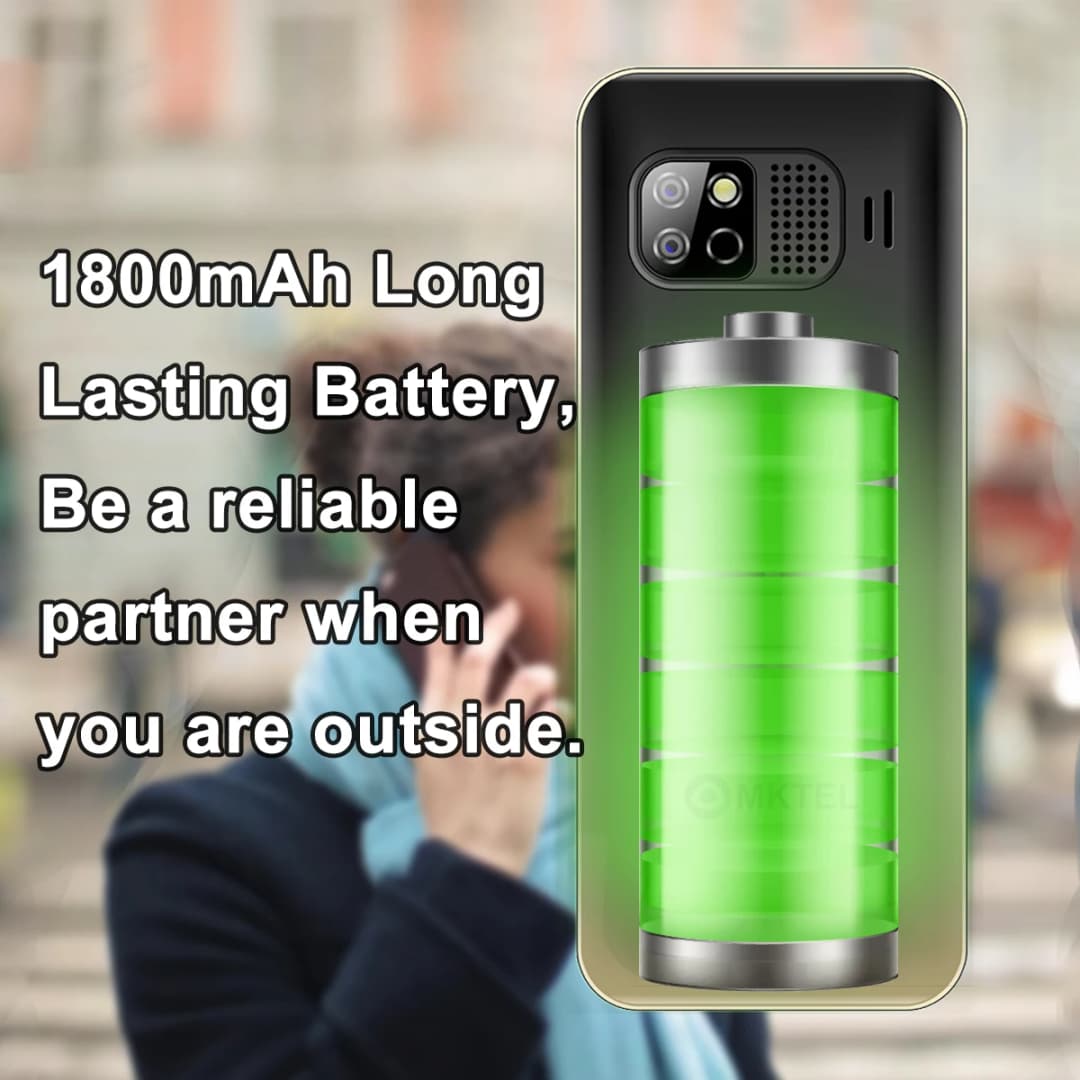 MKTEL OYE 3 Feature Phone 1.77inch Display 1800mAh Dual SIM Dual Standby MP3 MP4 FM Radio with Strong Torch Senior Phone - 2