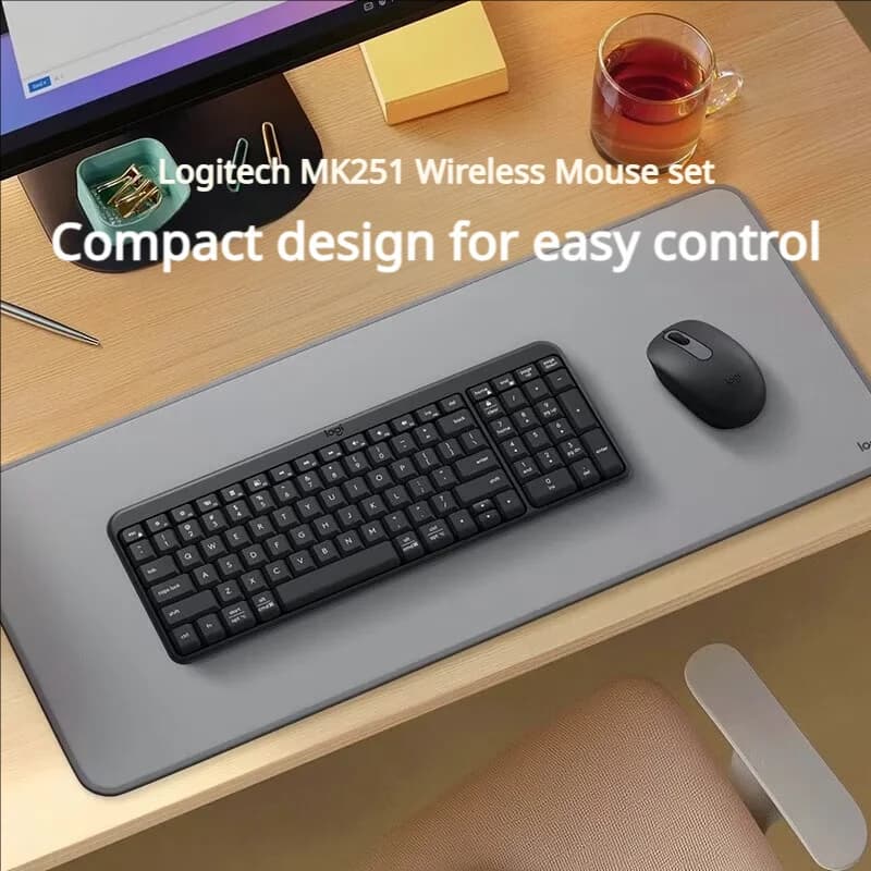 مجموعة لوحة مفاتيح وماوس Logitech MK251 لاسلكية، مجموعة منزلية ومكتبية لأجهزة الكمبيوتر المكتبية والمحمولة - 6