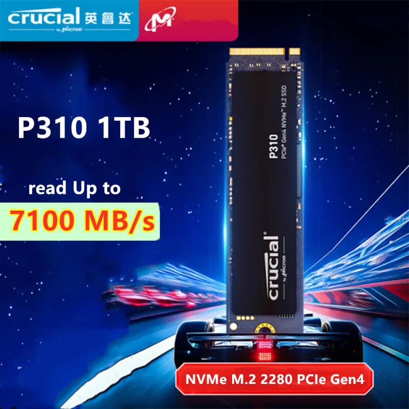 محرك أقراص صلبة داخلي SSD P310 من Crucial، M.2 2280، 1TB، 2TB، PCI-Express 4.0 x4، NVMe، 3D NAND