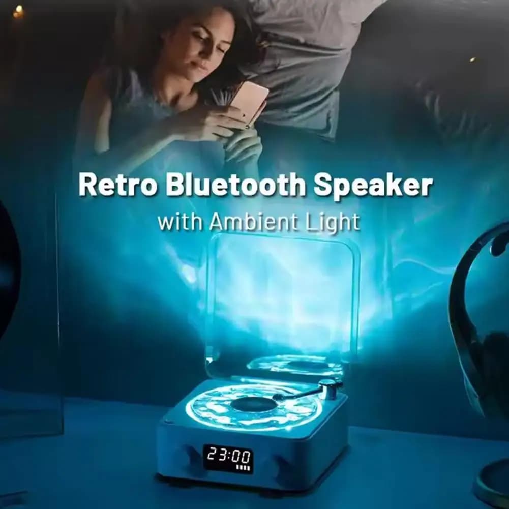 سماعة بلوتوث صغيرة ريترو لإلغاء الضوضاء، محمولة، مساعدة على النوم، مع إضاءة RGB - 3