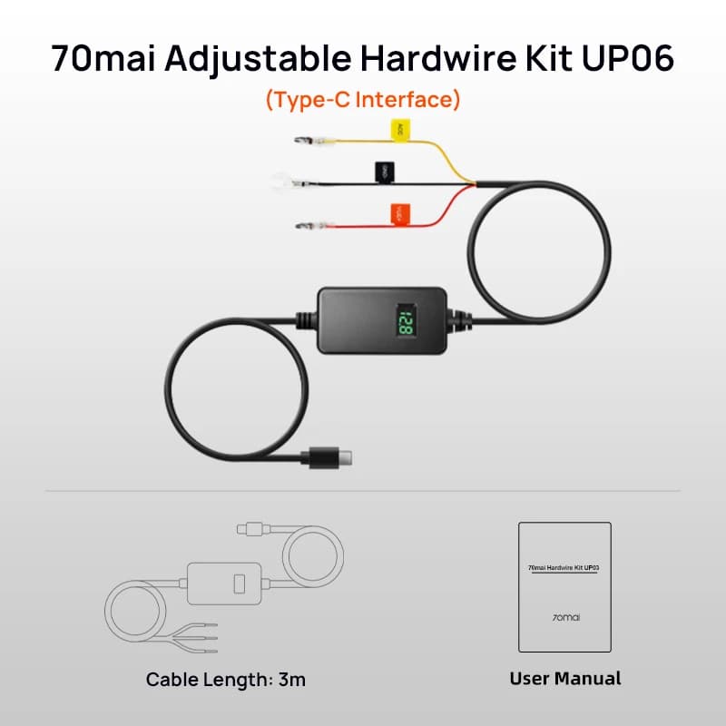 70mai Adjustable Hardwire Kit UP06, 70mai Hardwire Kit UP03, Type-C Interface 24H Parking Surveillance 70mai UP03 70mai UP06 - 3