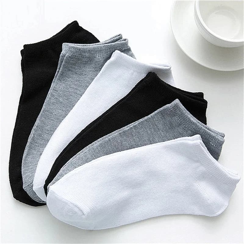 Men Ankle Socks Solid Color Black White Gray Invisible Breathable Cotton Sports Socks Male Short Socks Women Men Sox 10/5Pcs - 3