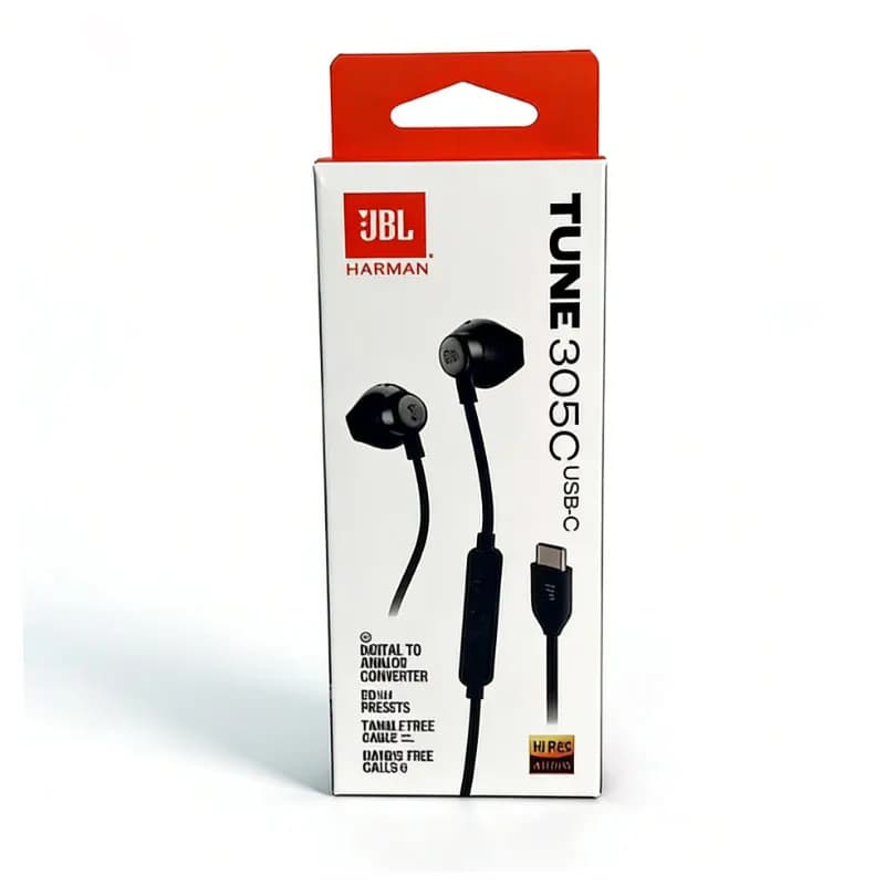 سماعات أذن سلكية JBL TUNE305C Type C نصف داخل الأذن سماعات ستيريو HiFi للهواتف الذكية التي تعمل بنظام أندرويد - 4