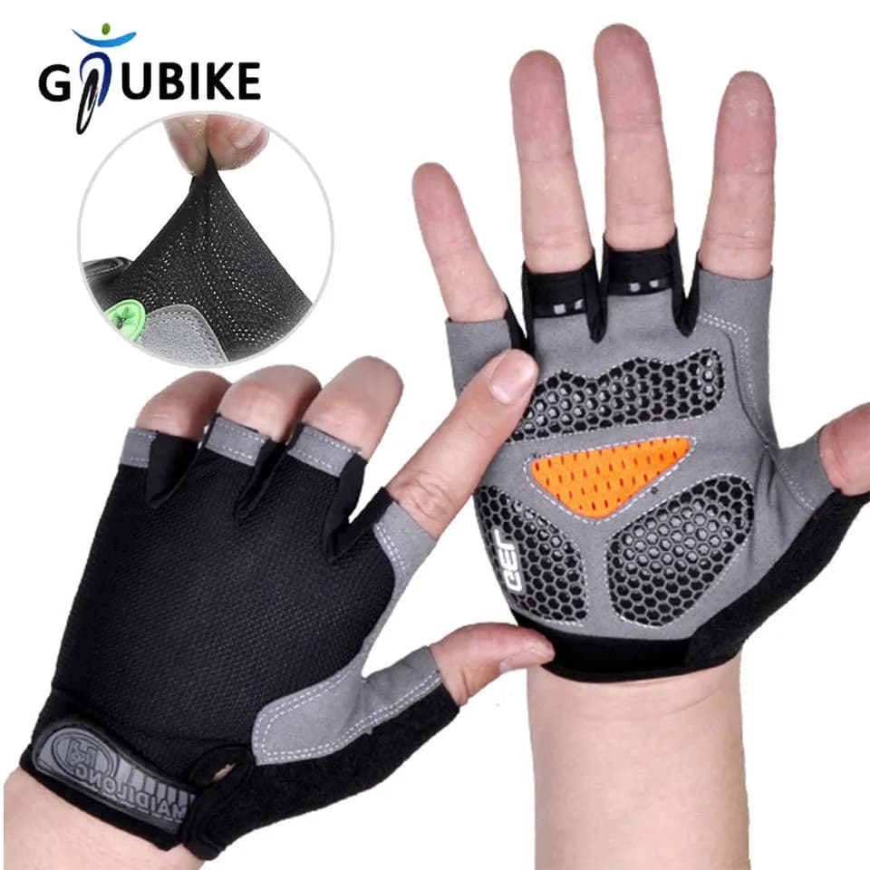 قفازات GTUBIKE بنصف إصبع مضادة للانزلاق ماصة للصدمات للأنشطة الخارجية تسلق ركوب الدراجات اللياقة البدنية قفازات محسنة للرجال والنساء